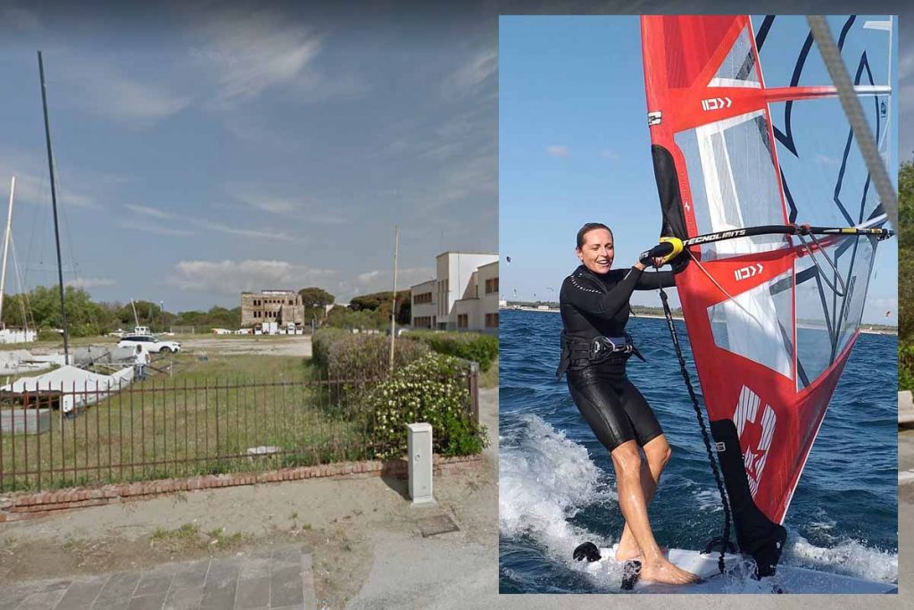 La colonia di San Rocco a Marina e Alessandra Sensini sul windsurf