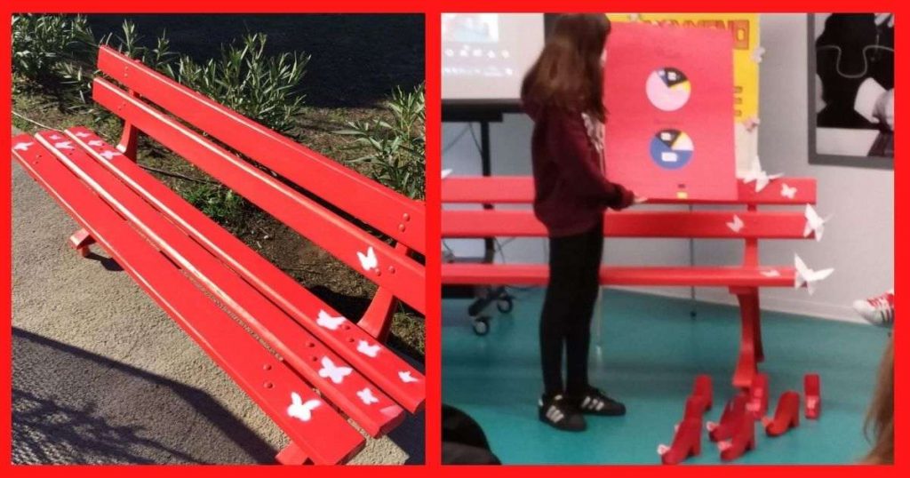 La panchina rossa della scuola di Scarlino