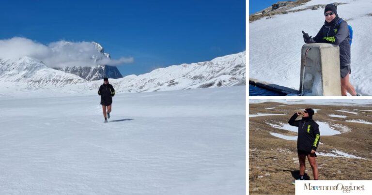 Olaf Peruzzi mentre corre sulla neve