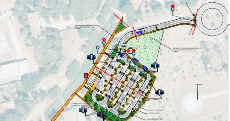 Il rendering del parcheggio nella zona del parco dei nonni