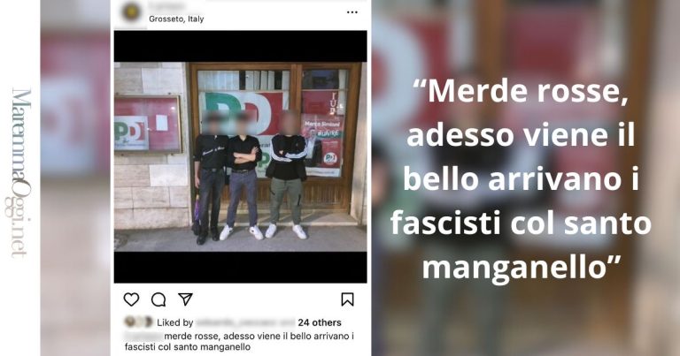 Il post fascista con la foto ripresa davanti alla sede del circolo Pd in via Emilia