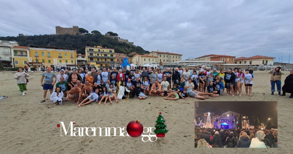 A Castiglione forse superate le 100 persone per la dodicesima edizione del tuffo inaugurale. Tanta gente in piazza per la fine dell’anno