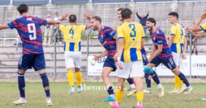 Figline-FolGav 1-1 D'Este festeggia il gol del pareggio