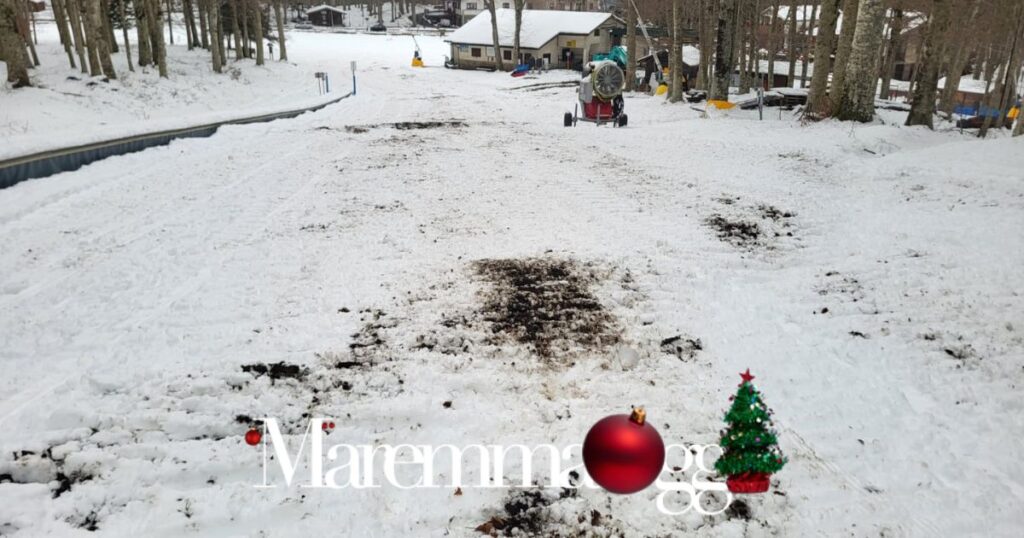 La situazione delle pista sul Monte Amiata dopo la pioggia di sabato 14 dicembre