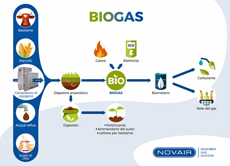 Il ciclo del biogas con i generatori di ossigeno di Noxerior