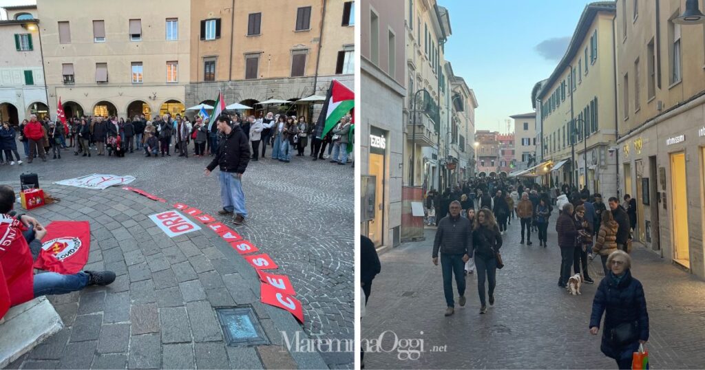 La manifestazione per la Palestina in piazza Dante e il corso Carducci intorno alle 17 di sabato 2 marzo
