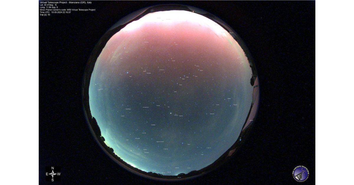 L'aurora boreale dalla telecamera allsky del telescopio di Manciano
