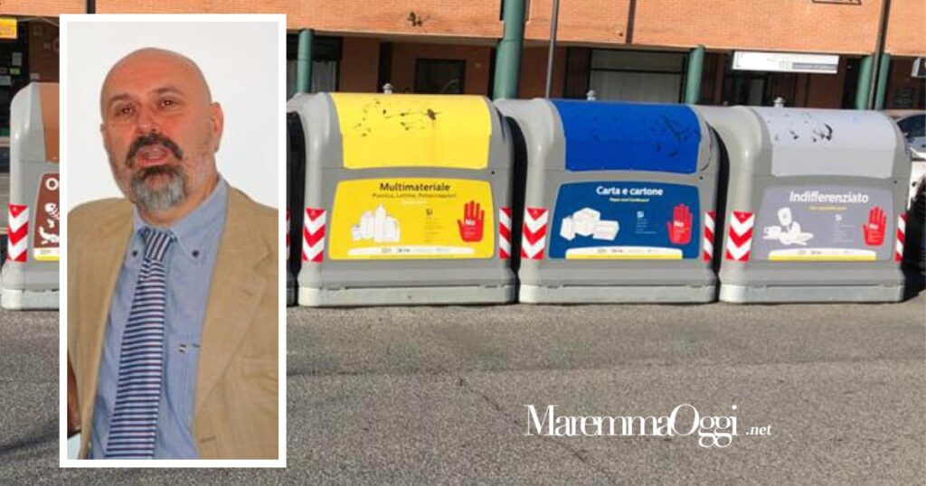 Massimo Ricci e cassonetti dei rifiuti di Sei Toscana