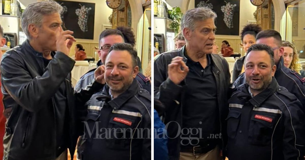 Altre due immagini dell'incontro con George Clooney