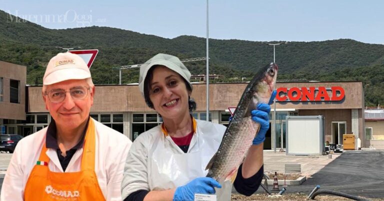 Emilio Battaglini e Kety Lucattini, i responsabili di macelleria e pescheria del nuovo supermercato Conad di Castiglione in via del Padule