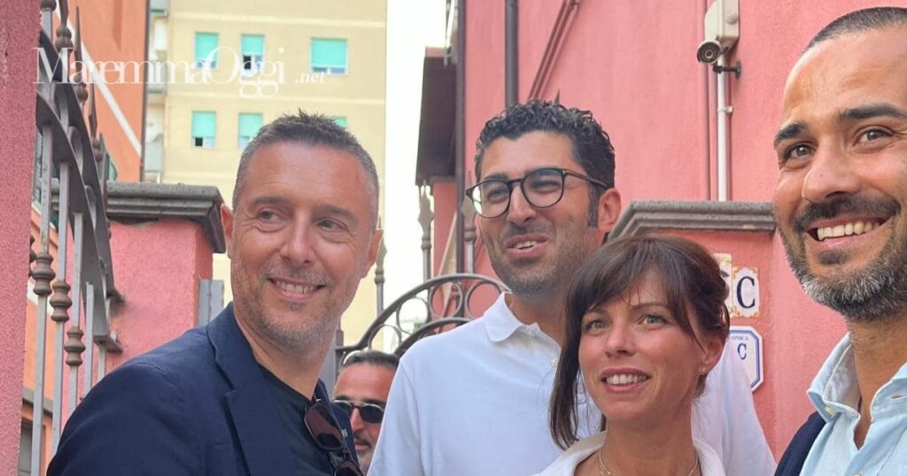 Fabrizio Rossi, Andrea Buoncristiani, Erika Vanelli e Luca Minucci a Follonica dopo la conquista del Comune da parte del centrodestra