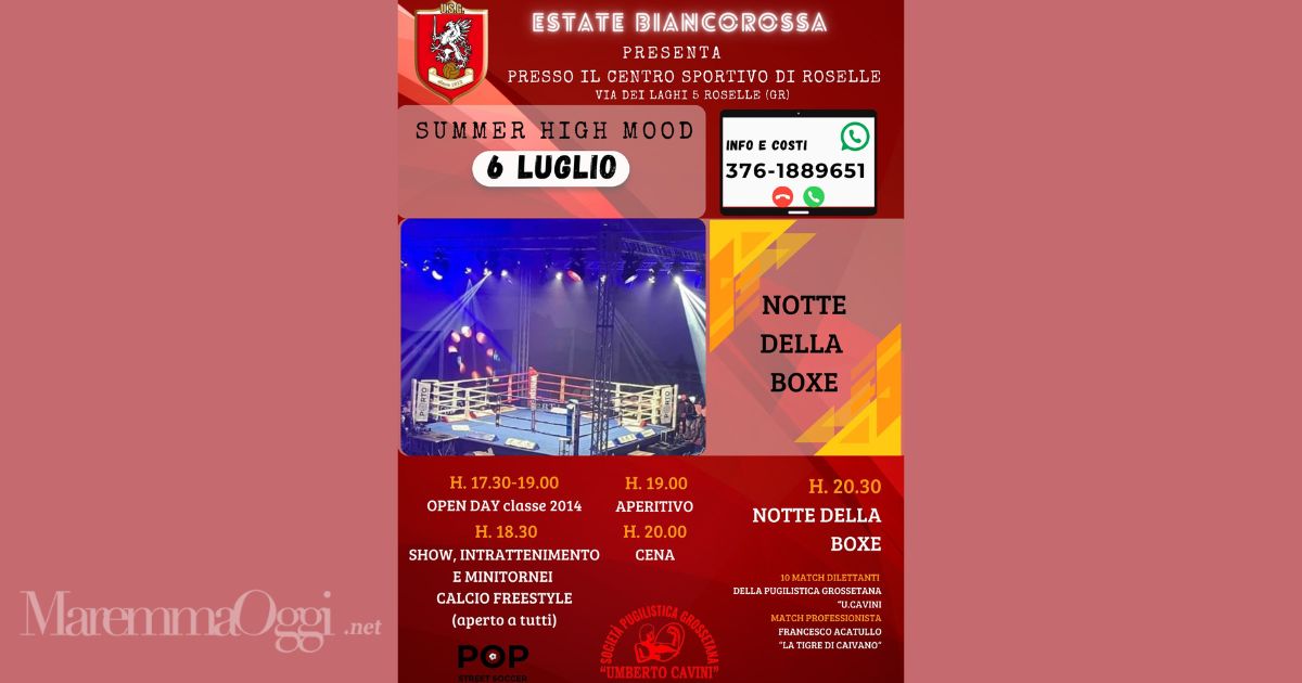 La locandina dell'evento "Notte della boxe" a Roselle