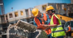 Due tecnici di cantiere al lavoro