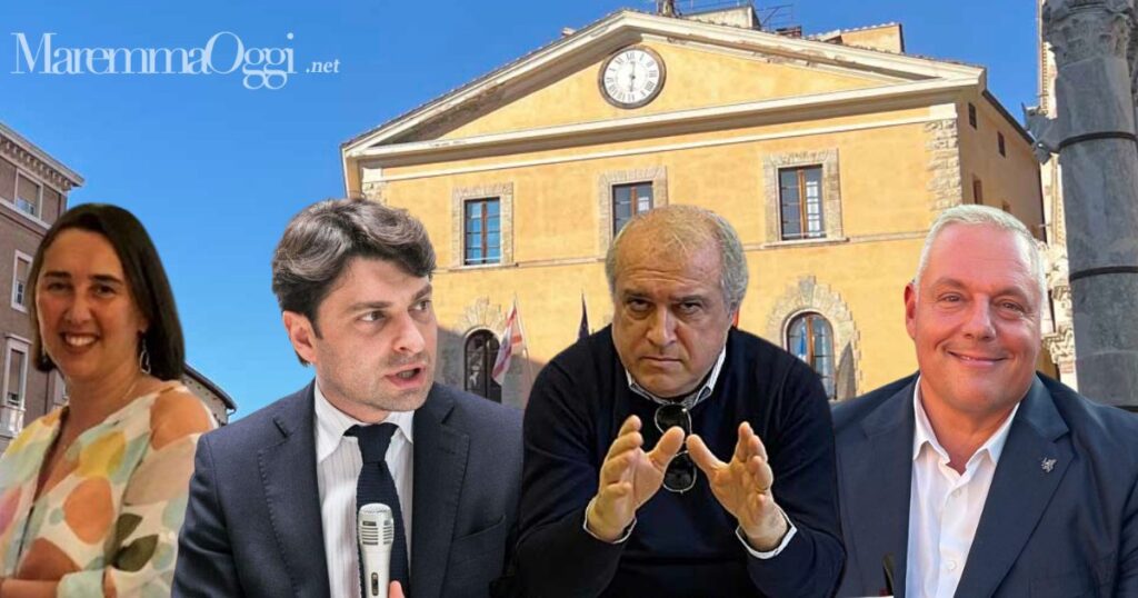 L'ex assessora Sara Minozzi, i consiglieri Claudio Cerboni e Alessandro Bragaglia e il sindaco Vivarelli Colonna