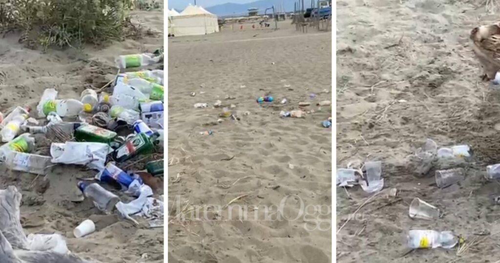 Alcune immagini dei rifiuti lasciati in spiaggia e sulla duna a Marina di Grosseto