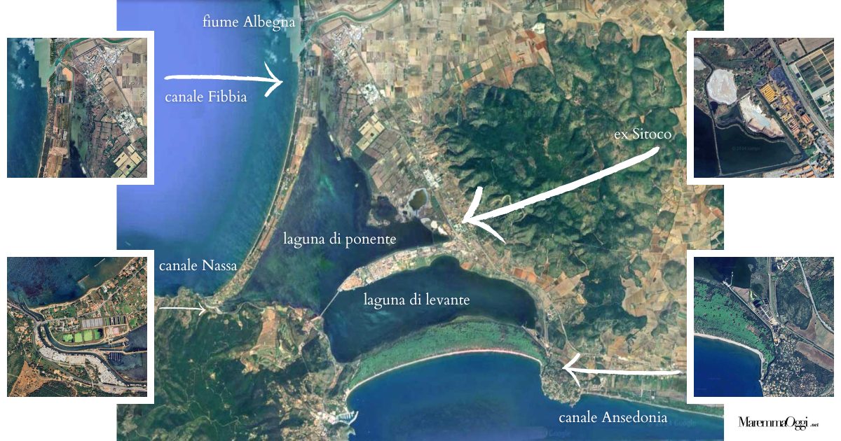 La mappa della laguna di Orbetello