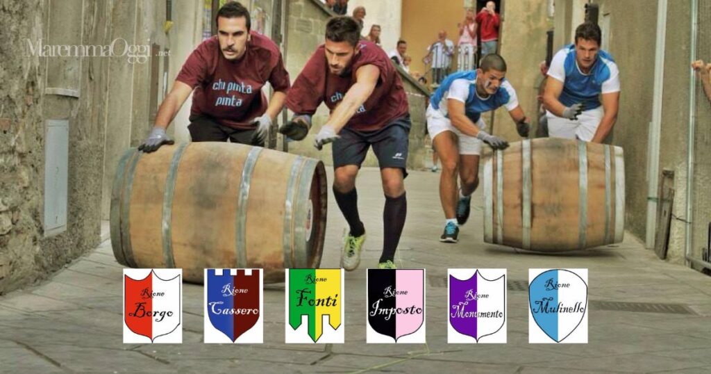 Sabato 24 alle 21 si corre il Palio delle Botti a Manciano, con gli spingitori dei sei rioni