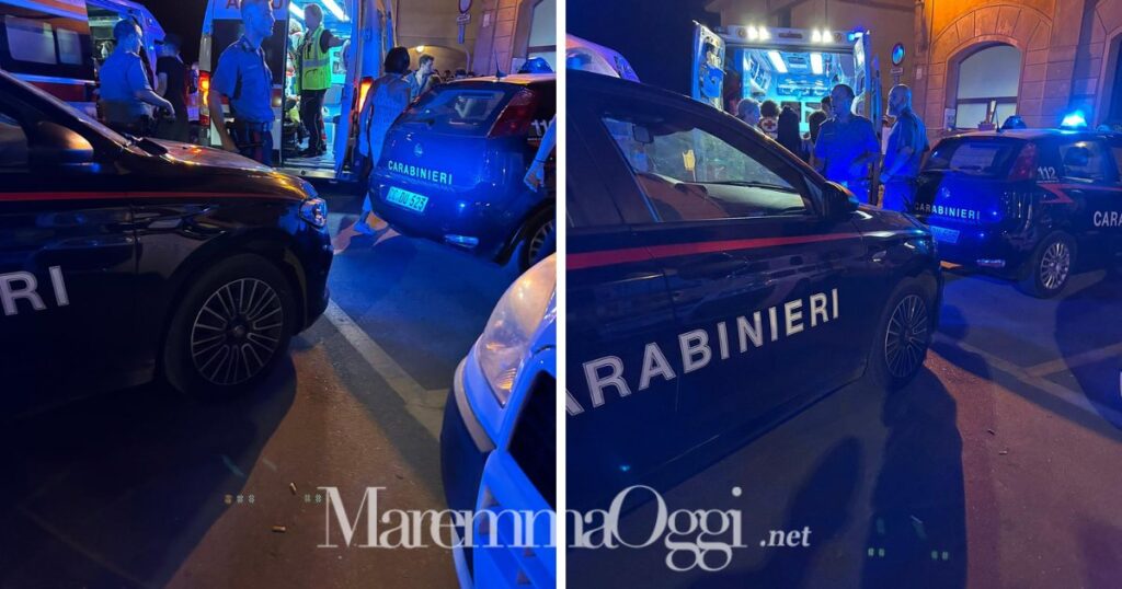 Carabinieri e ambulanze in piazza Orsini sabato 24 sera dopo la rissa con le coltellate