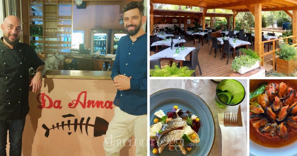 Ristorante Da Anna alle Rocchette: Andrea e Lorenzo, la veranda in pineta e alcuni dei piatti deliziosi dello chef