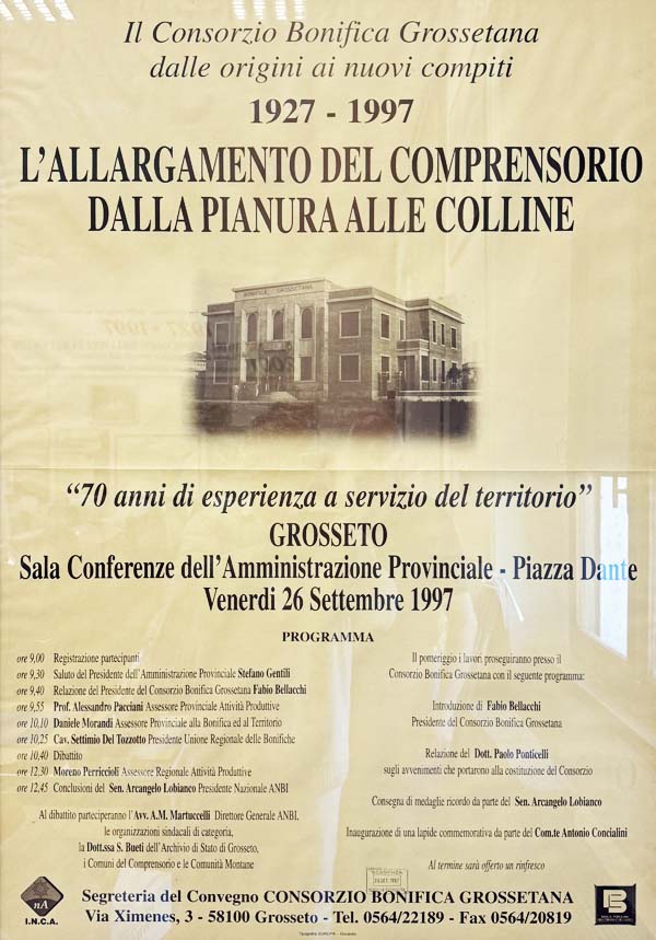 Il manifesto di un convegno tenuto nel 1997 sull'ampliamento del Consorzio