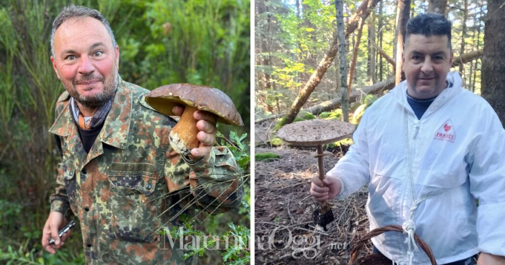 Michele Finocchioli con il porcino da 1,6 kg e Luca Dondolini con la paviciola da 40 cm