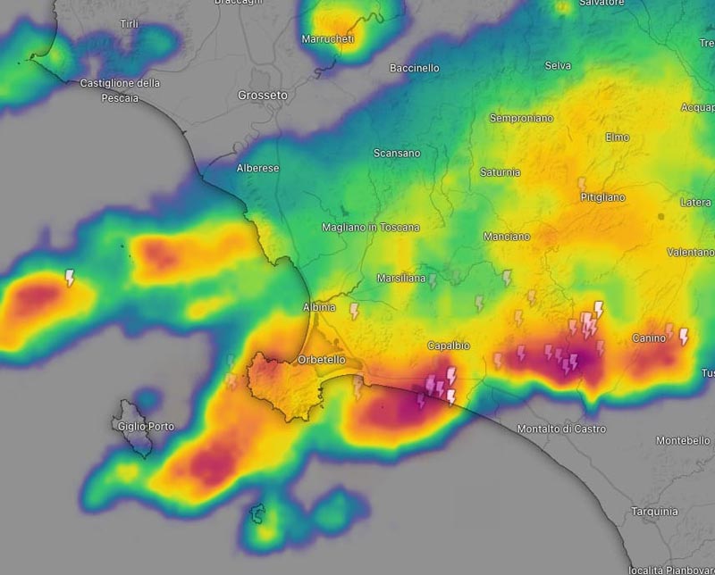 La situazione nella zona di Orbetello alle 15