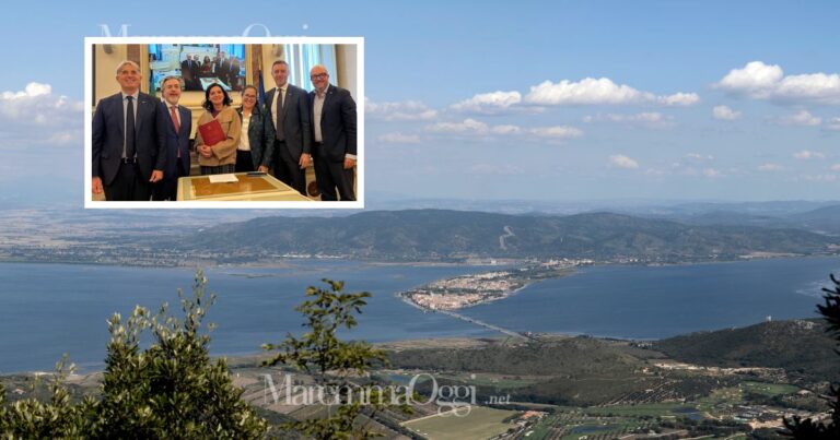 Fabrizio Rossi, Marco Simiani e gli altri membri della commissione Ambiente della Camera: approvata la proposta di legge per il Consorzio della laguna di Orbetello