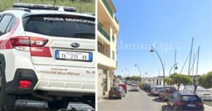 La zona dove è successo e una macchina della polizia municipale di Castiglione