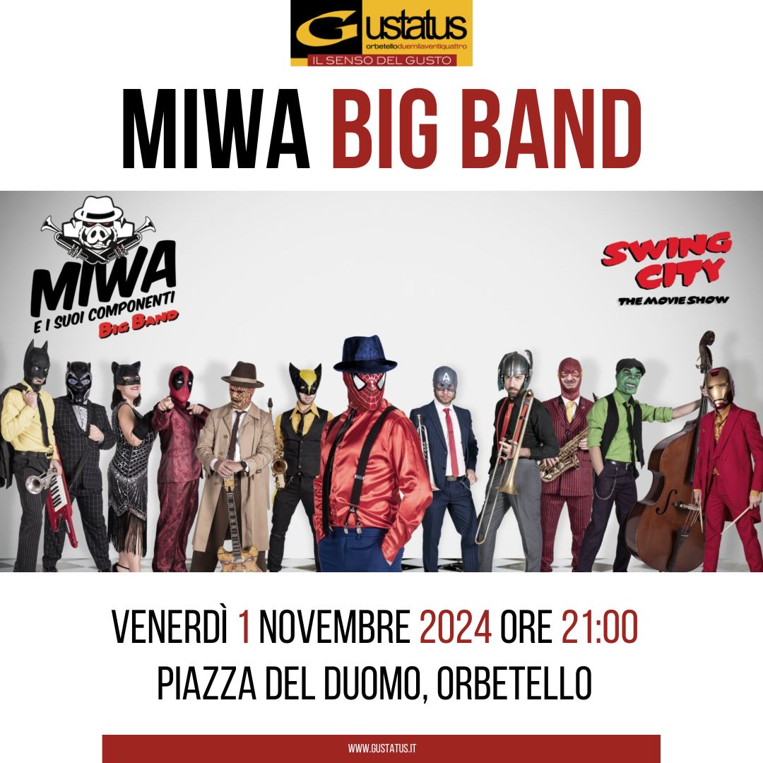 La locandina del concerto dei Miwa e i suoi componenti 