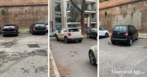 Le auto parcheggiate male in via Manetti