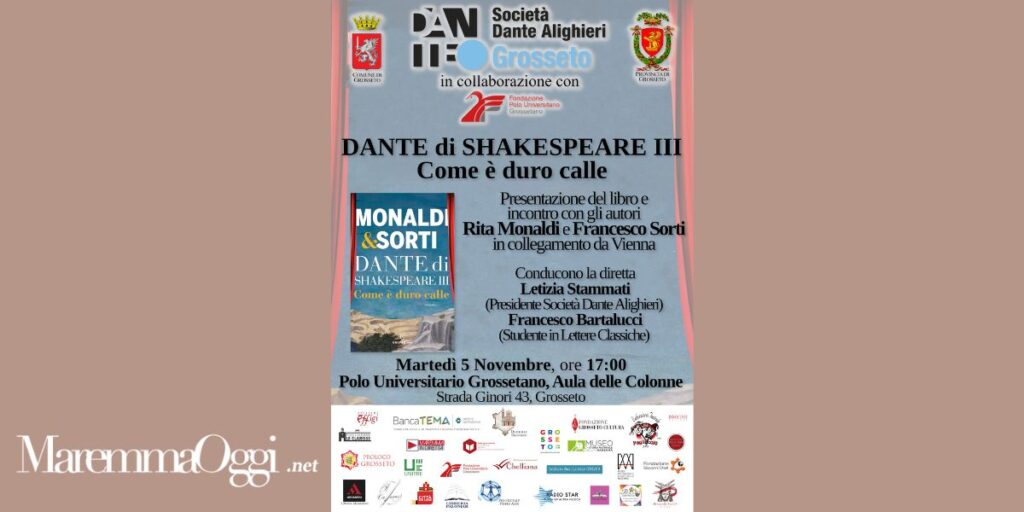 La locandina della presentazione del libro "Dante di Shakespeare, III. Come è duro calle"