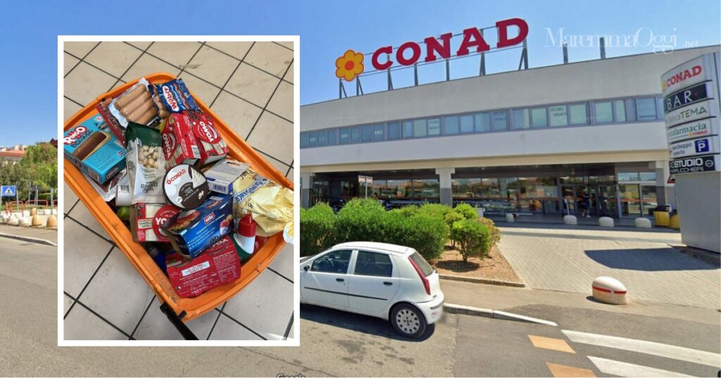 Il supermercato Conad di via Clodia e la spesa fatta dalla donna che usciva senza pagare