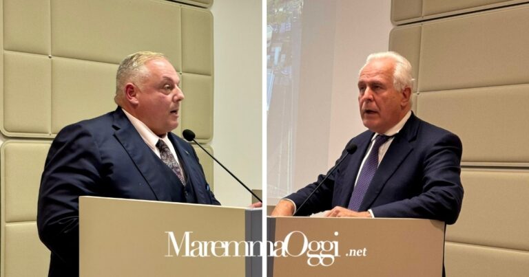 A sinistra il sindaco Vivarelli Colonna, a destra il governatore Eugenio Giani: scontro dal palco ai 60 anni del Misericordia