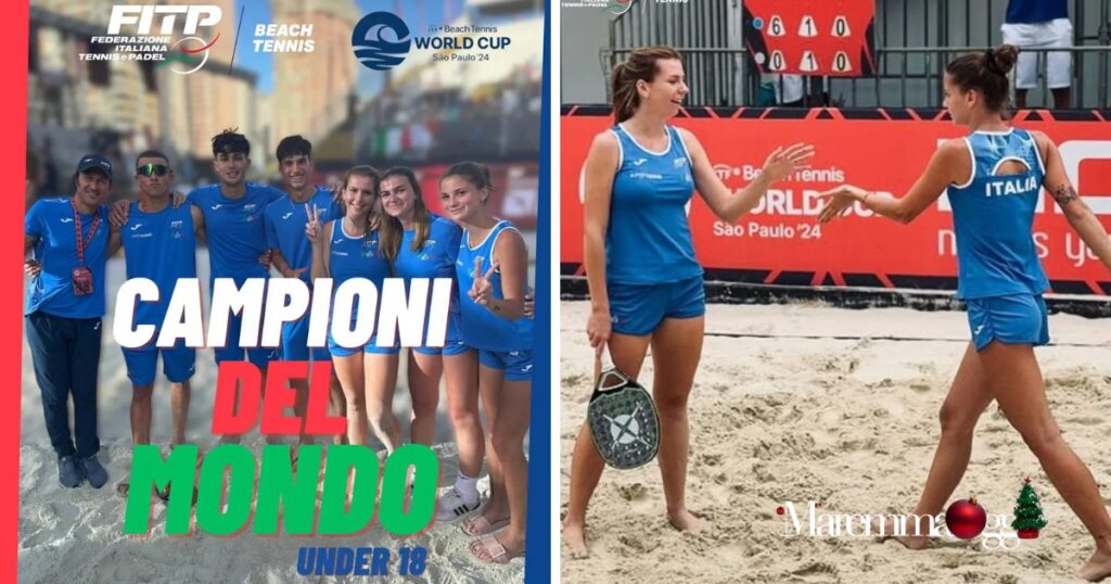 Alice Pepi è campionessa del mondo di beach tennis, a destra con Elena Francesconi