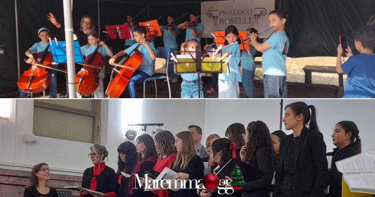 I componenti dell'Ensemble vocale del liceo musicale e dell'Orchestra “Musica sempre” di Roselle