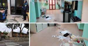 La scuola elementare di via Sicilia e alcune immagini dei danni fatti dai ladri-vandali