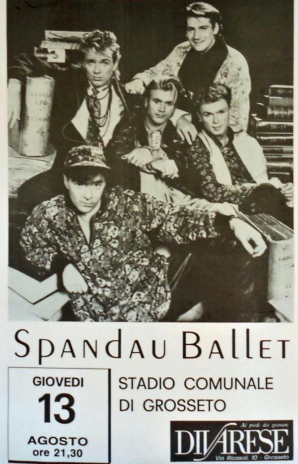 La locandina del concerto degli Spandau Ballet nel 1987 a Grosseto