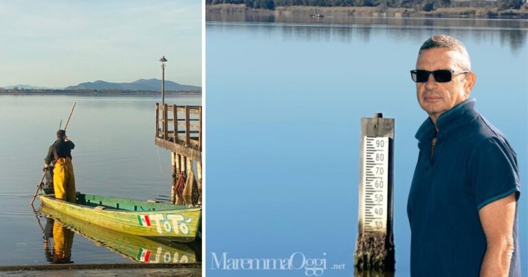 Due immagini della laguna di Orbetello e Pierluigi Piro