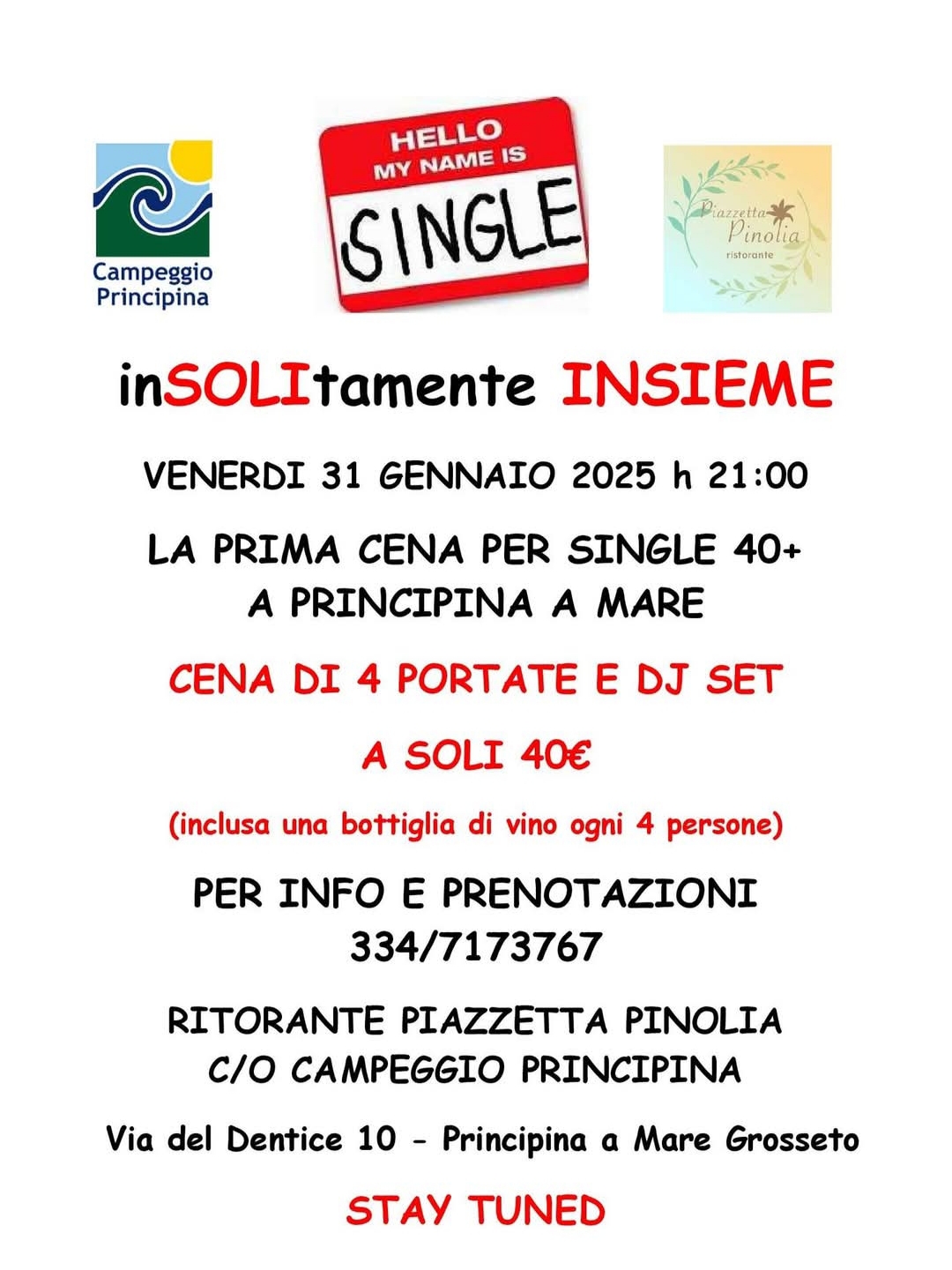 La locandina della cena dei single