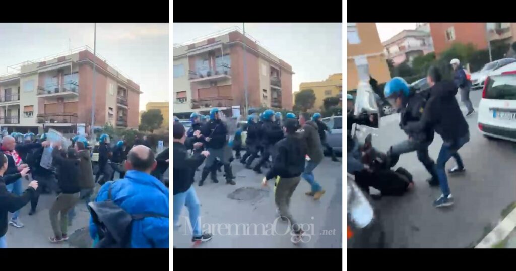 Alcuni frames del video della carica di alleggerimento della polizia in via Michelangelo