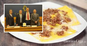 Tortelli maremmani e la delegazione con Fabrizio Rossi