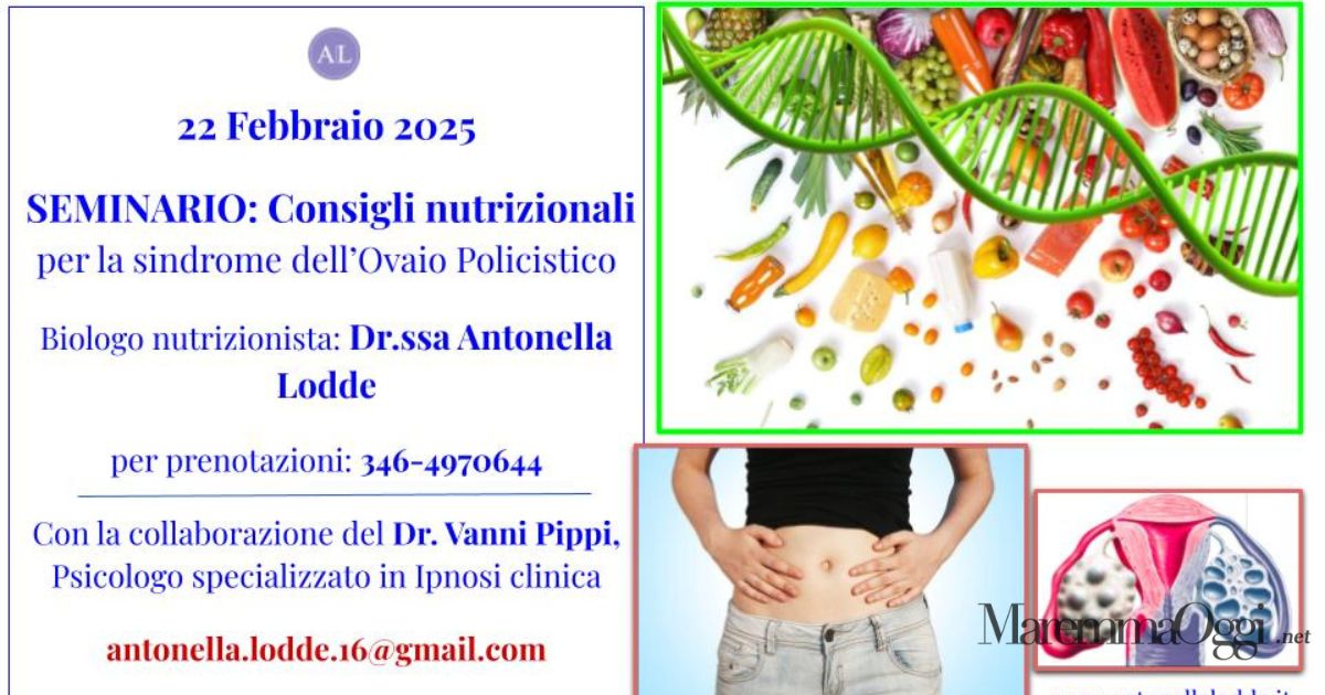 La locandina del seminario "Nutrizione nella sindrome dell'ovaio policistico"