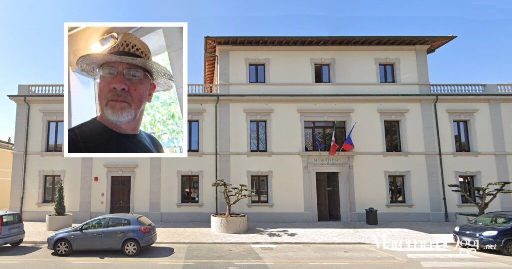 Il municipio di San Vincenzo e l'ormai ex consigliere Marco Mantovani