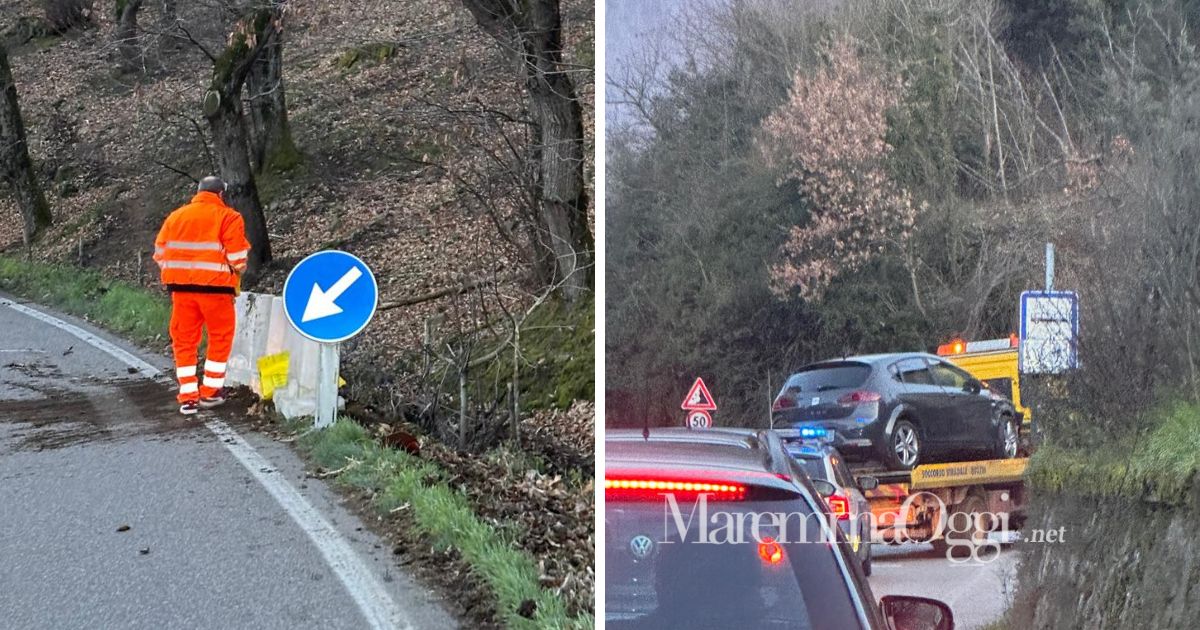 L'auto viene portata via dal carro attrezzi