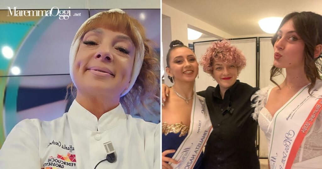 Da sinistra: Raffaella Cecchelli e Michela D'Antuono con delle concorrenti di Miss Blue mare