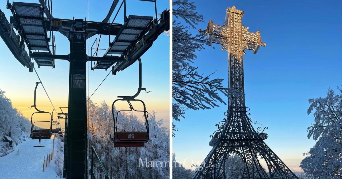 Altre due immagini al tramonto della neve sull'Amiata