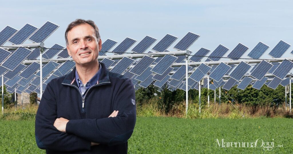 Un impianto agrivoltaico e Angelo Gentili di Legambiente