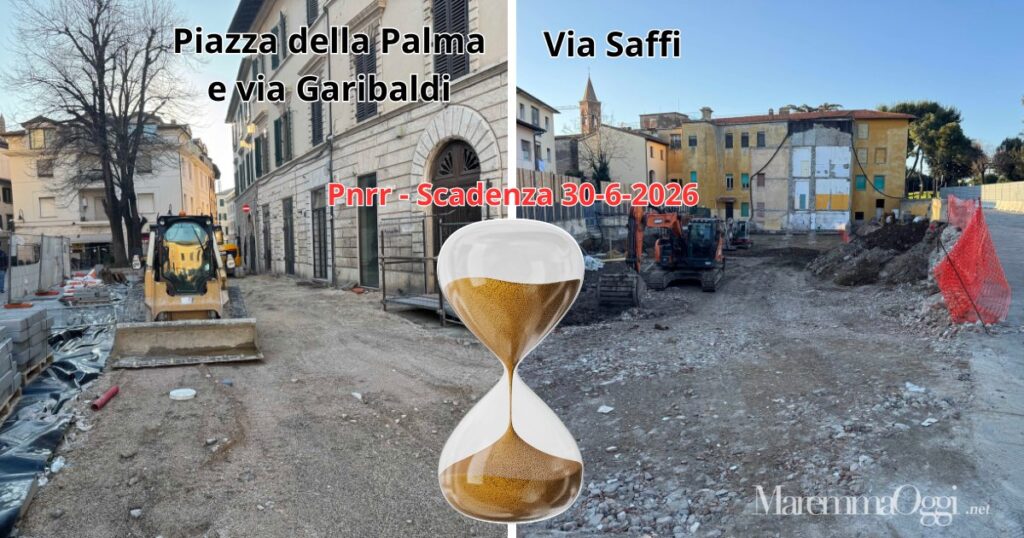 I due cantieri fermi in piazza della Palma e via Garibaldi e in via Saffi. Per il Pnrr devono essere chiusi entro giugno 2026