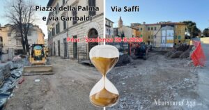 I due cantieri fermi in piazza della Palma e via Garibaldi e in via Saffi. Per il Pnrr devono essere chiusi entro giugno 2026