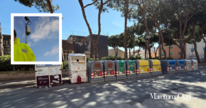 Una postazione Smart, nel riquadro un ispettore ambientale
